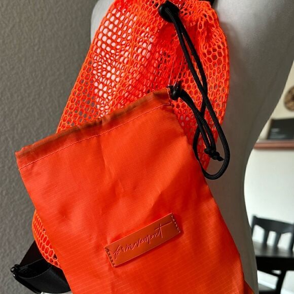 NWOT Free People Mesh Sling Royal Orange Double Bag Thick Band Crossbody Purse - Picture 6 of 12